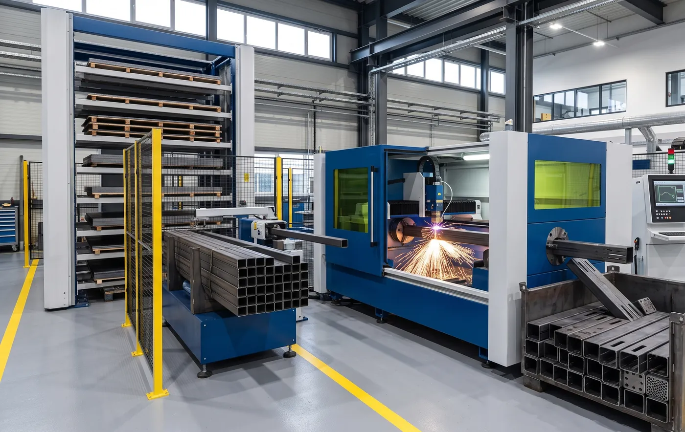 Tube laser cutting in a fabrication shop